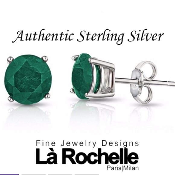 Sterling Silver Emerald Earrings - Picture 2 of 3