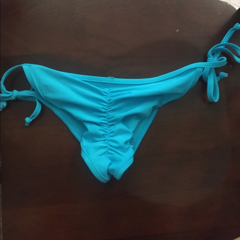 Blue side tie bikini bottoms