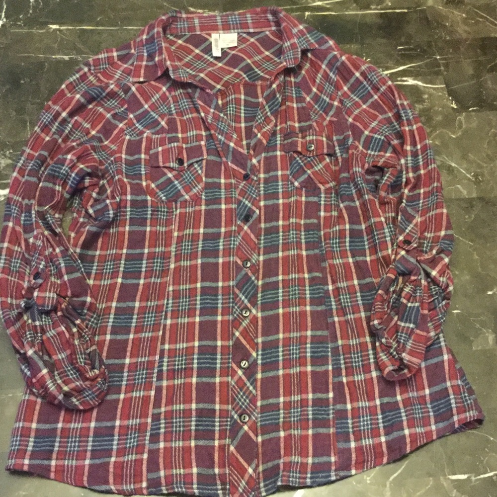 3 quarter sleeve flannel