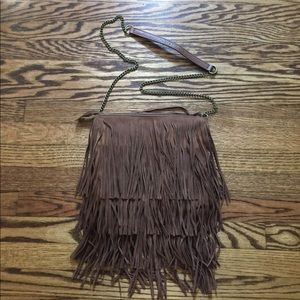 Brown Fringe Cross Body Purse