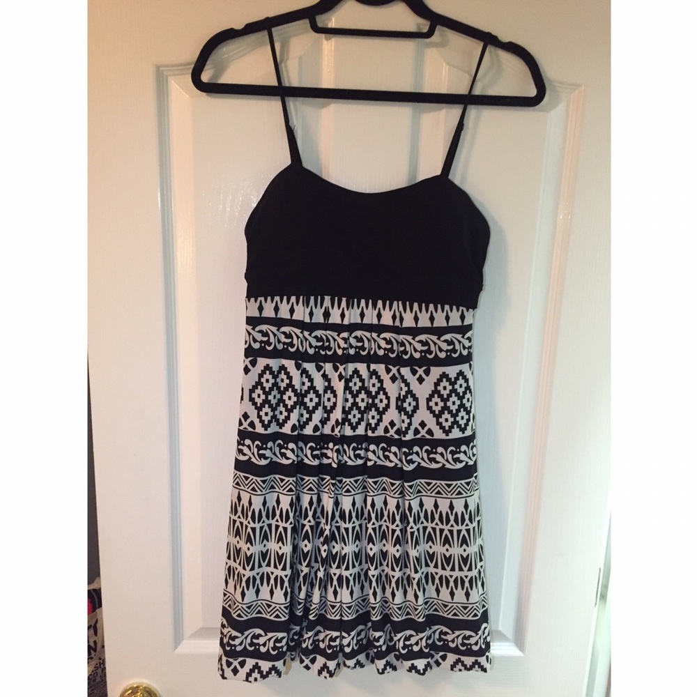 Black and White Patterned Mini Dress