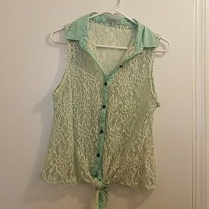 Mint green lacey tank