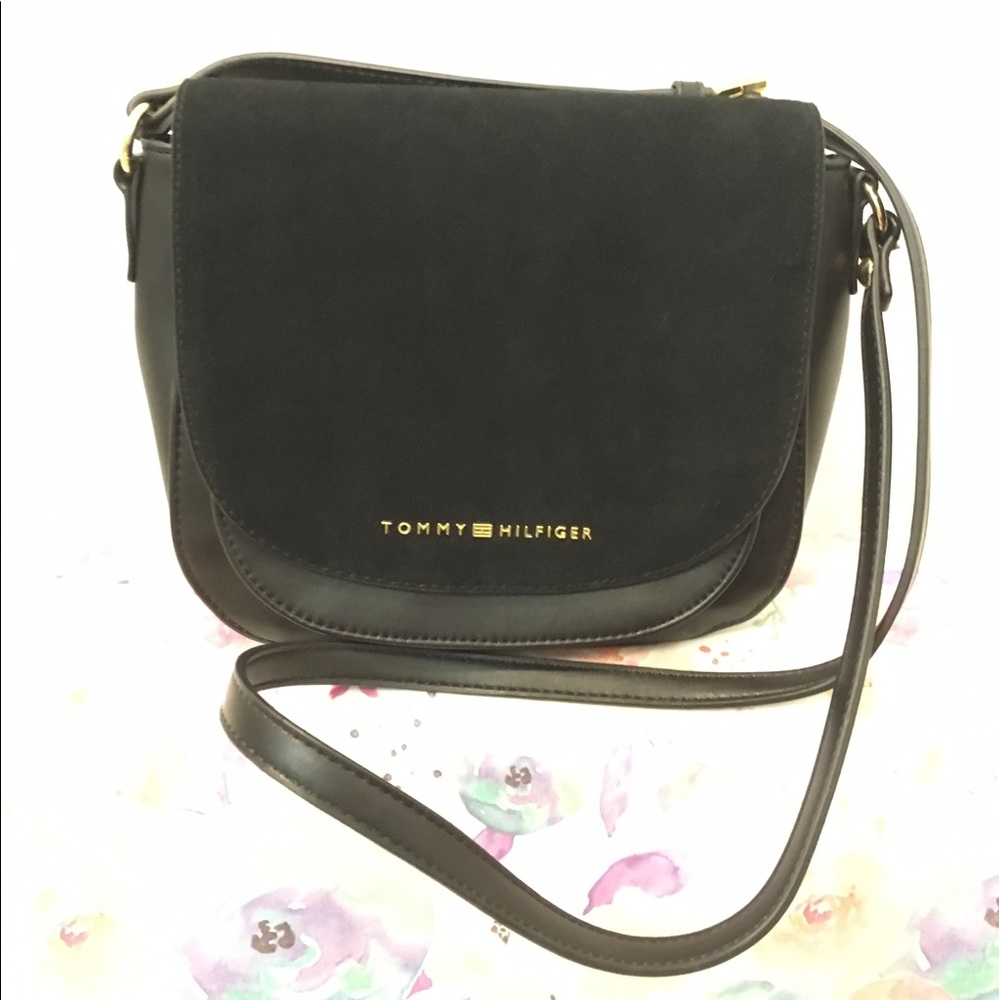 Tommy Hilfiger black suede bag