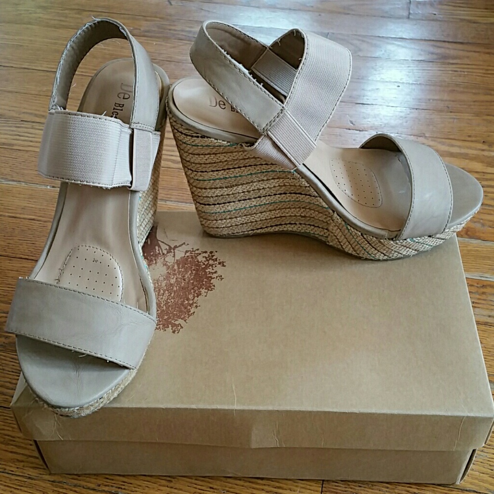 Nude Wedge Shoes, Size 8