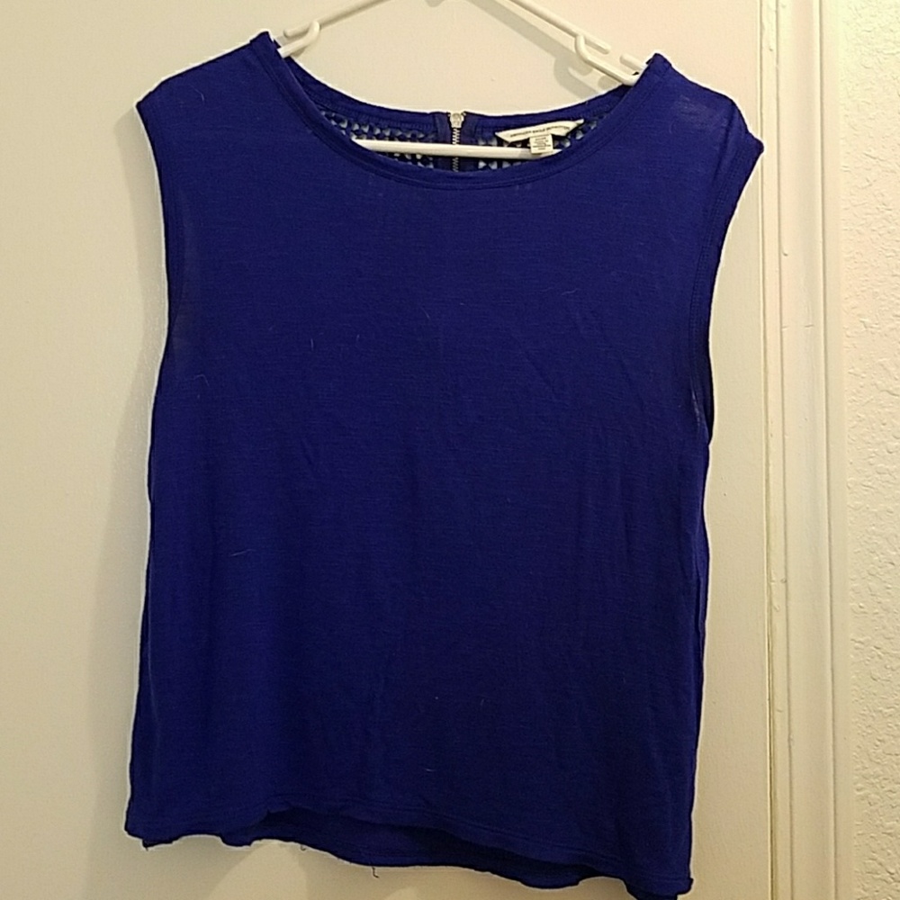 Blue sleeveless blouse