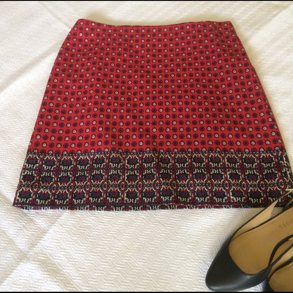 Red and navy A line skirt