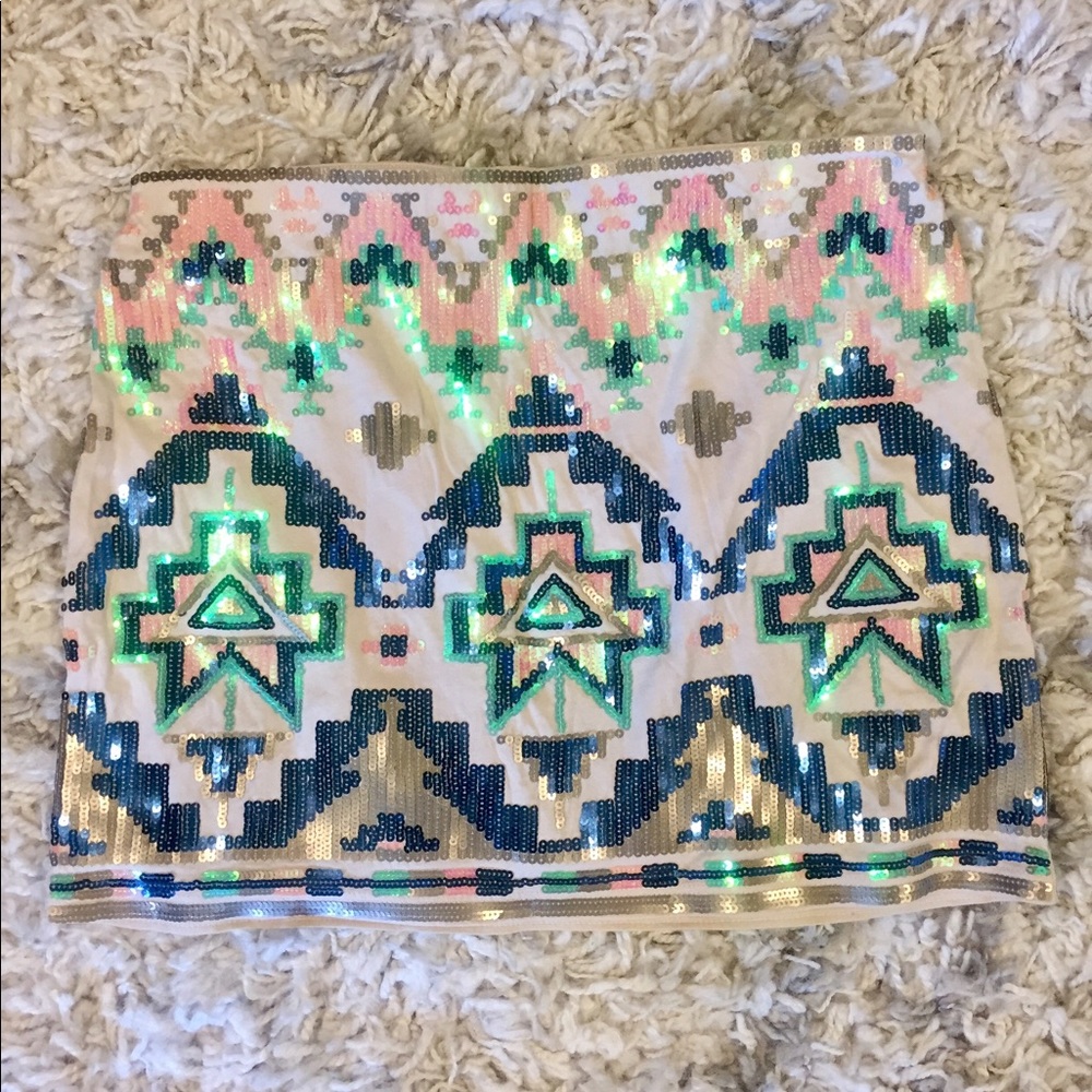 Express Aztec sequin mini skirt