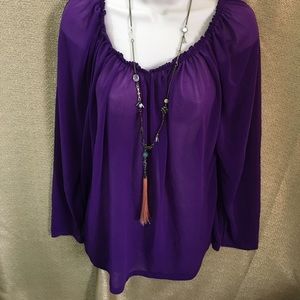 Worthington sheer purple blouse