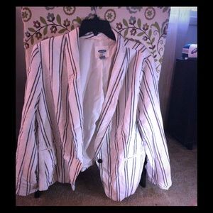 Blue and white striped blazer