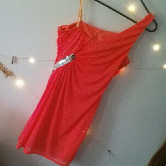 Coral One Strap Semi Tight Dress - Picture 3 of 3