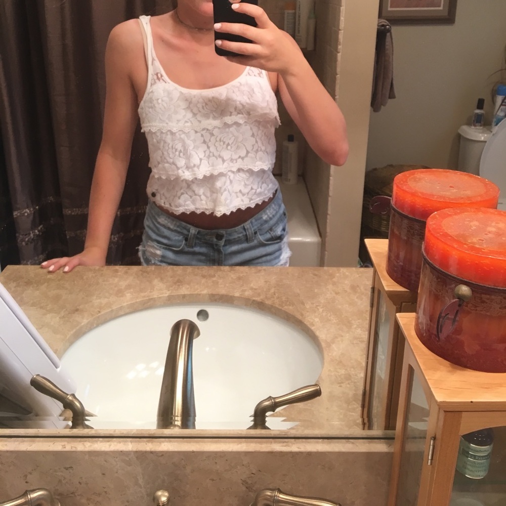 White lace crop top