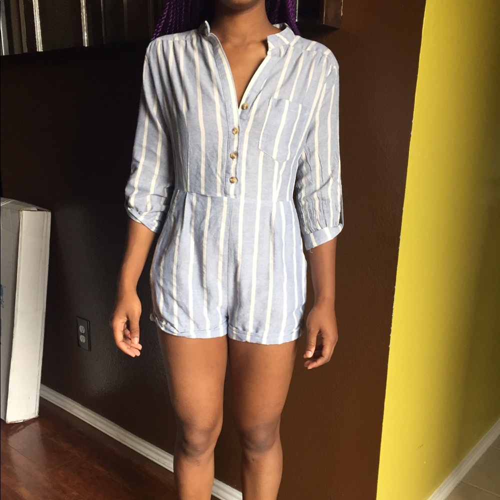 Striped Denim Romper