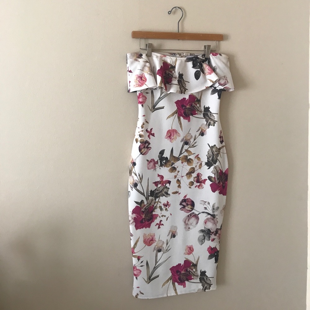 asos floral peplum top bodycon dress