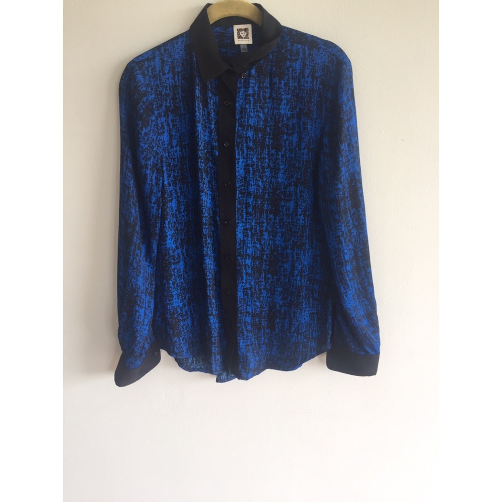 SOLD Anne Klein Blue Button Down Blouse