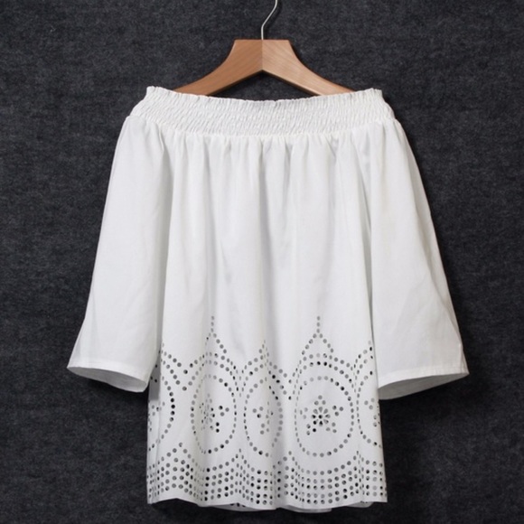 Boho women's off the shoulder long sleeve top - Picture 3 of 5