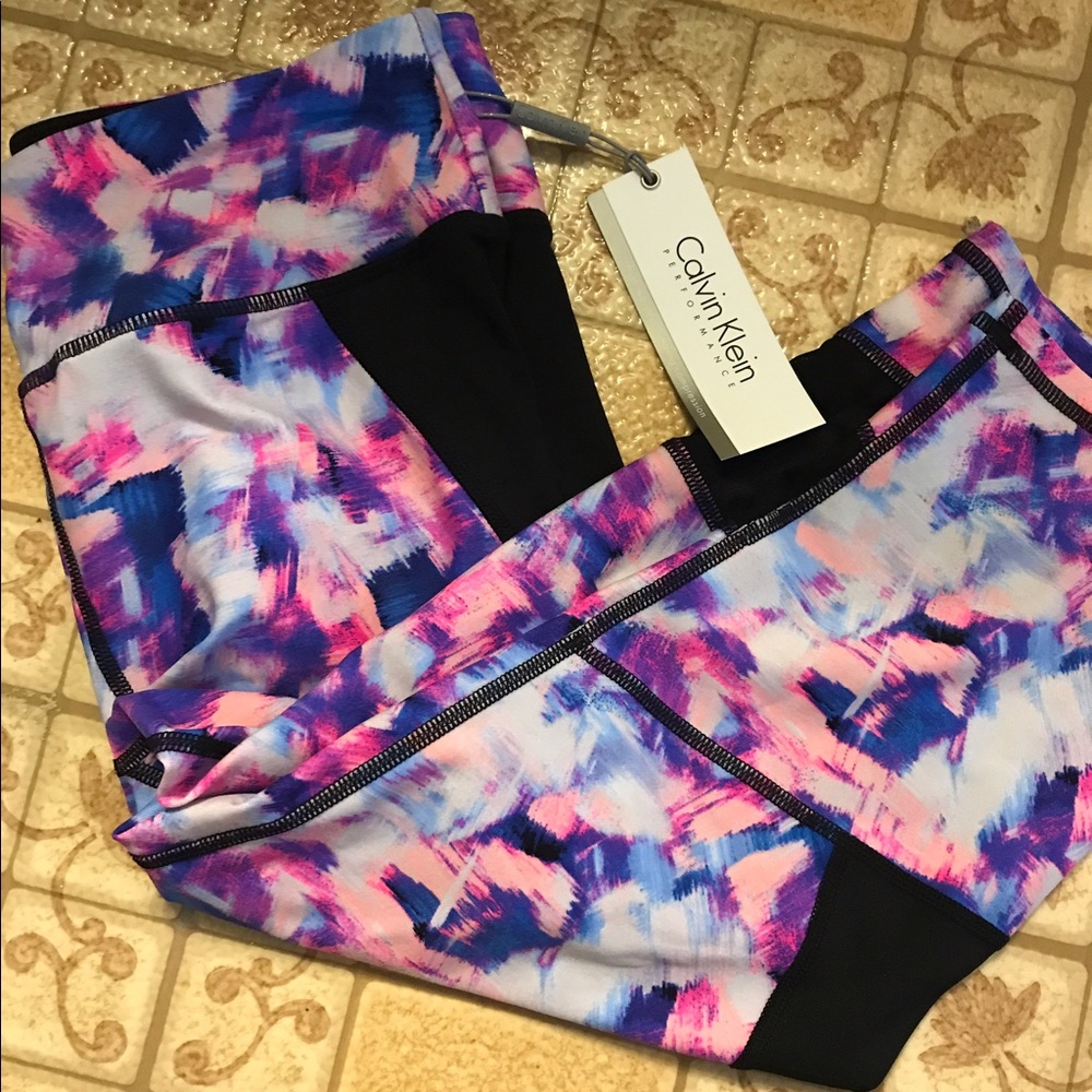 New!! Calvin Klein high waisted capris with mesh