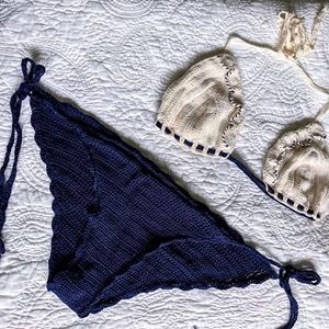 💥💥 SOLD 💥💥Navy and cream Crochet Bikini