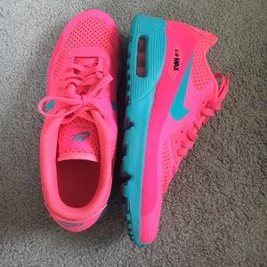 hot pink and blue Air Nike sneakers