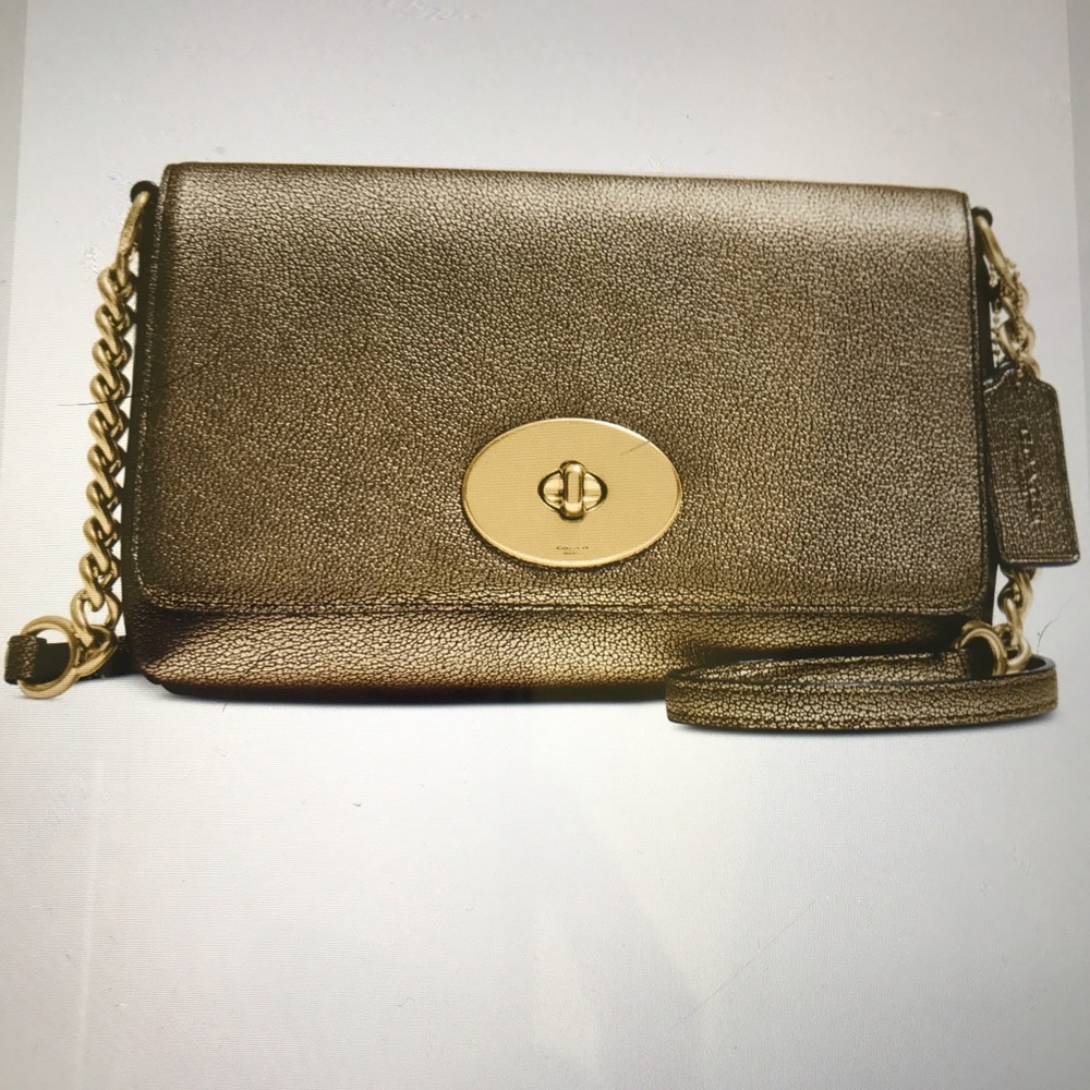 NWT Coach Metallic Pebbled leather Crosstown