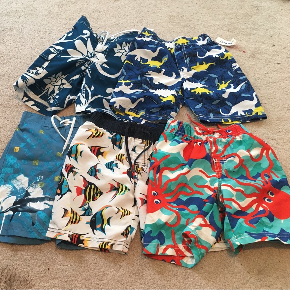 Lot of 5 pairs of 3T old navy swim trunks