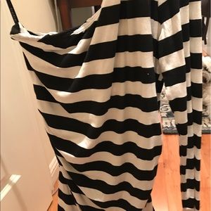 Bebe striped one shoulder long sleeve shirt