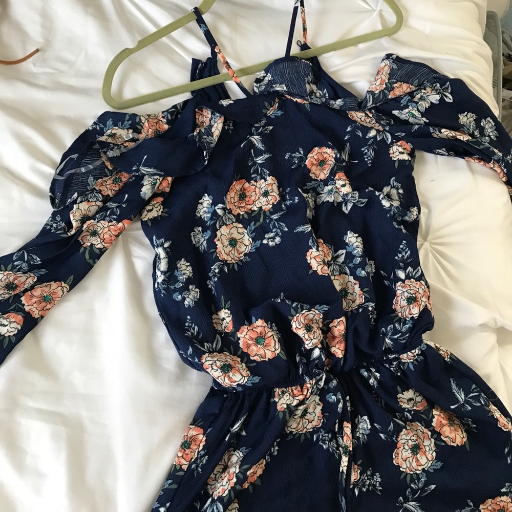 Floral cold shoulder romper
