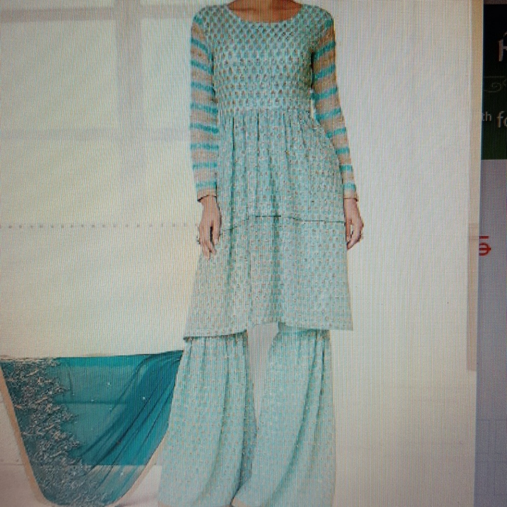 Green and gold sharara suit