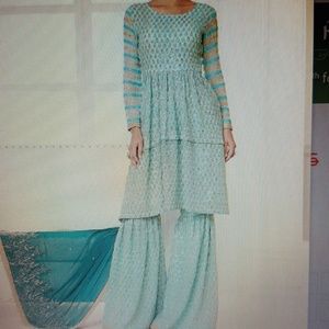 Green and gold sharara suit