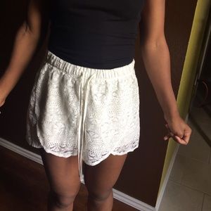 Cream Lace Shorts