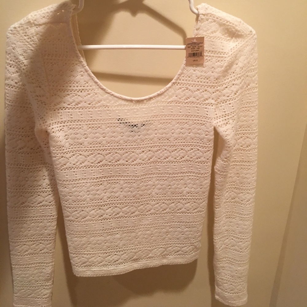 White lace long sleeve top