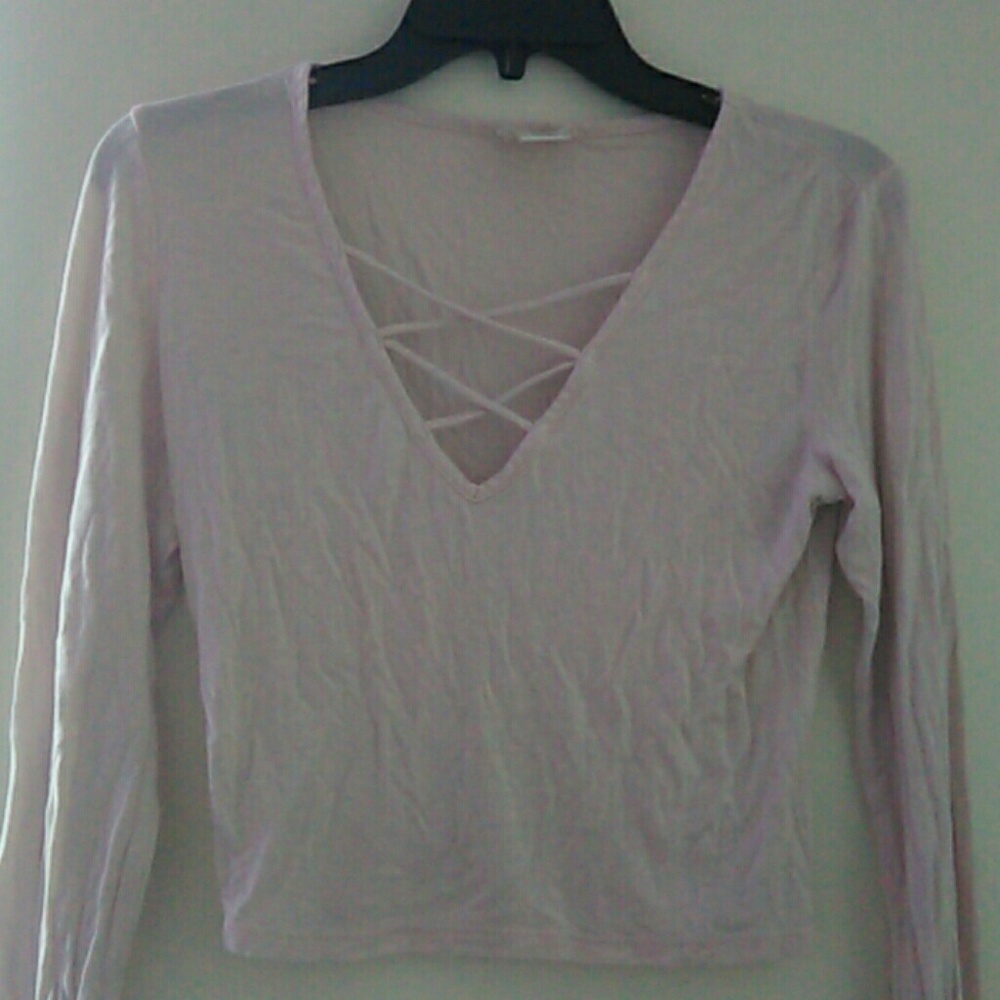 Light Pink Long Sleeve Crop Top