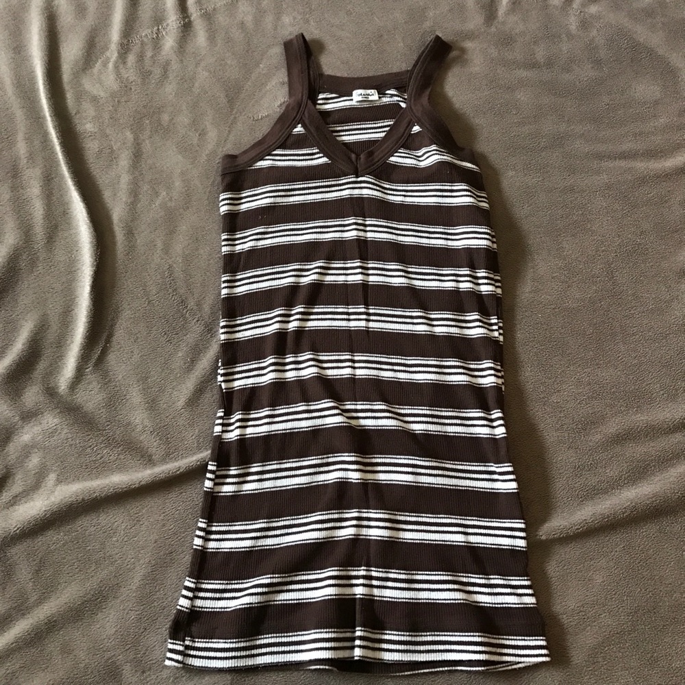 Brown and white striped tank top