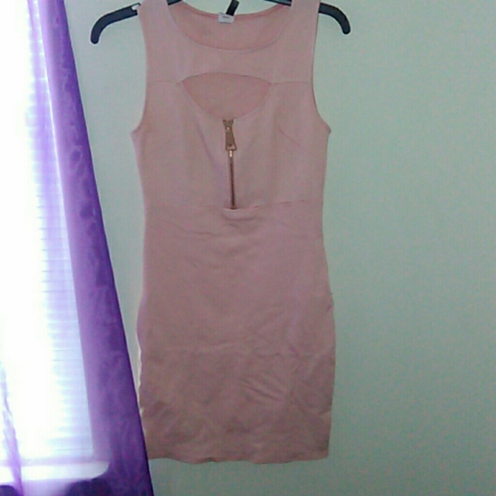 Pink Fitted Stress With Gold Zipper