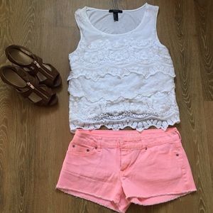 Salmon colored comfortable jean shorts