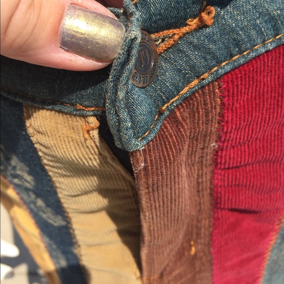 Long boho festival denim & corduroy maxi skirt Lg - Picture 4 of 8