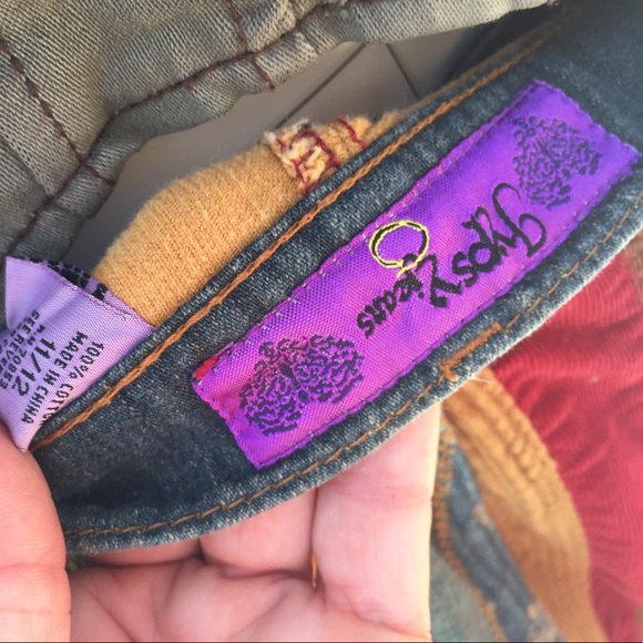 Long boho festival denim & corduroy maxi skirt Lg - Picture 5 of 8