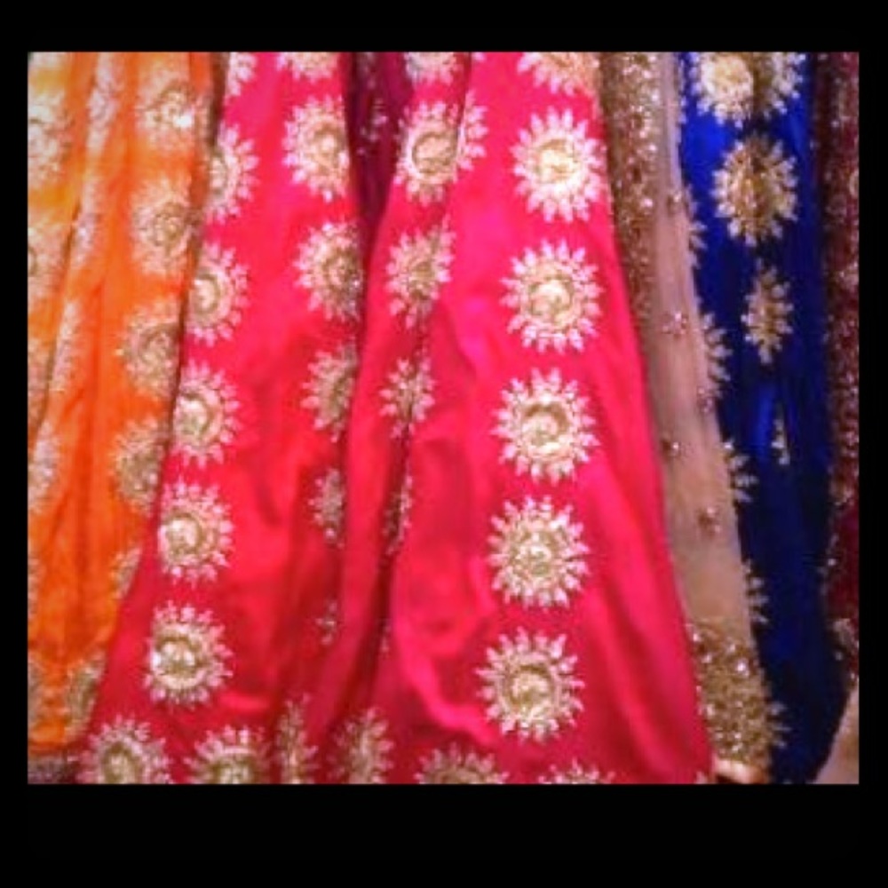 Variety of indian clothes and jewelry