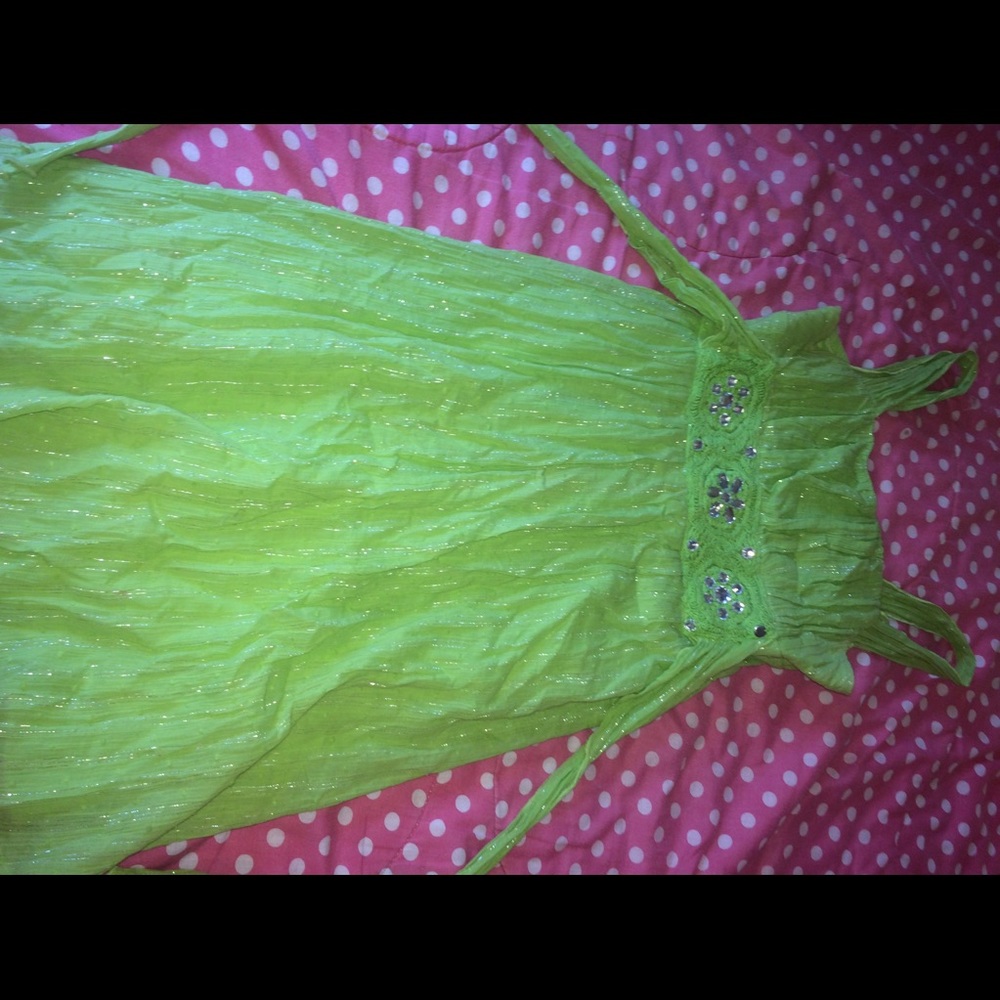 Green long spring dress