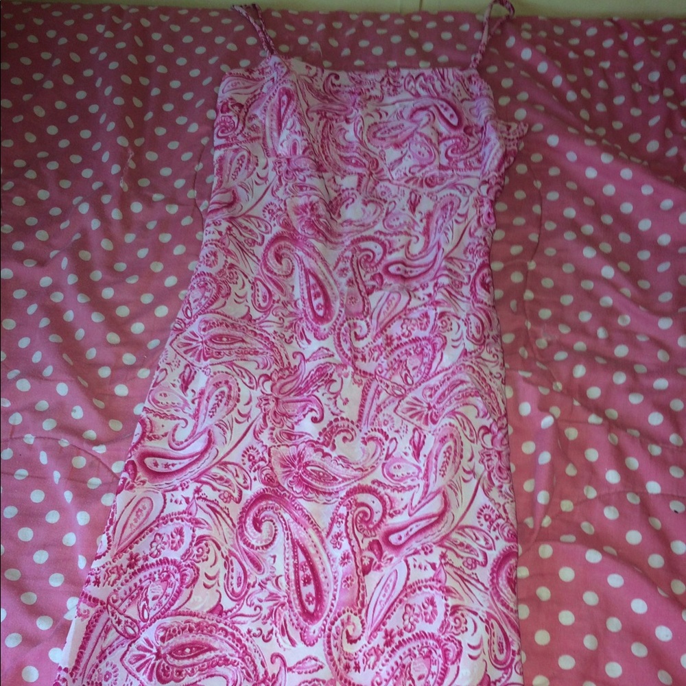 Pink paisley long spring dress