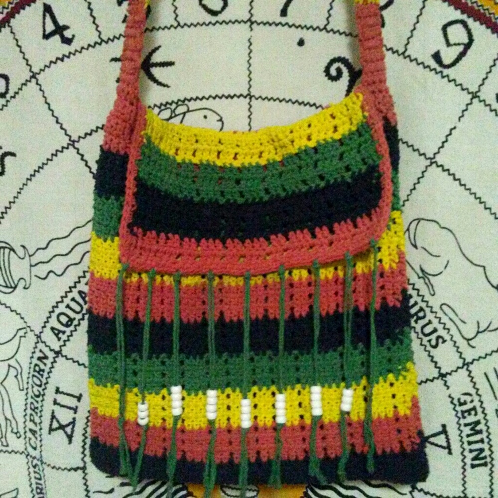 Handmade Rasta Colored Crochet Bag