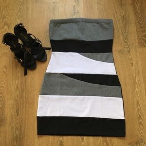 NWOT Color Block Bandage Strapless Dress - Size M