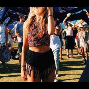 Black LF fringe shorts (M)