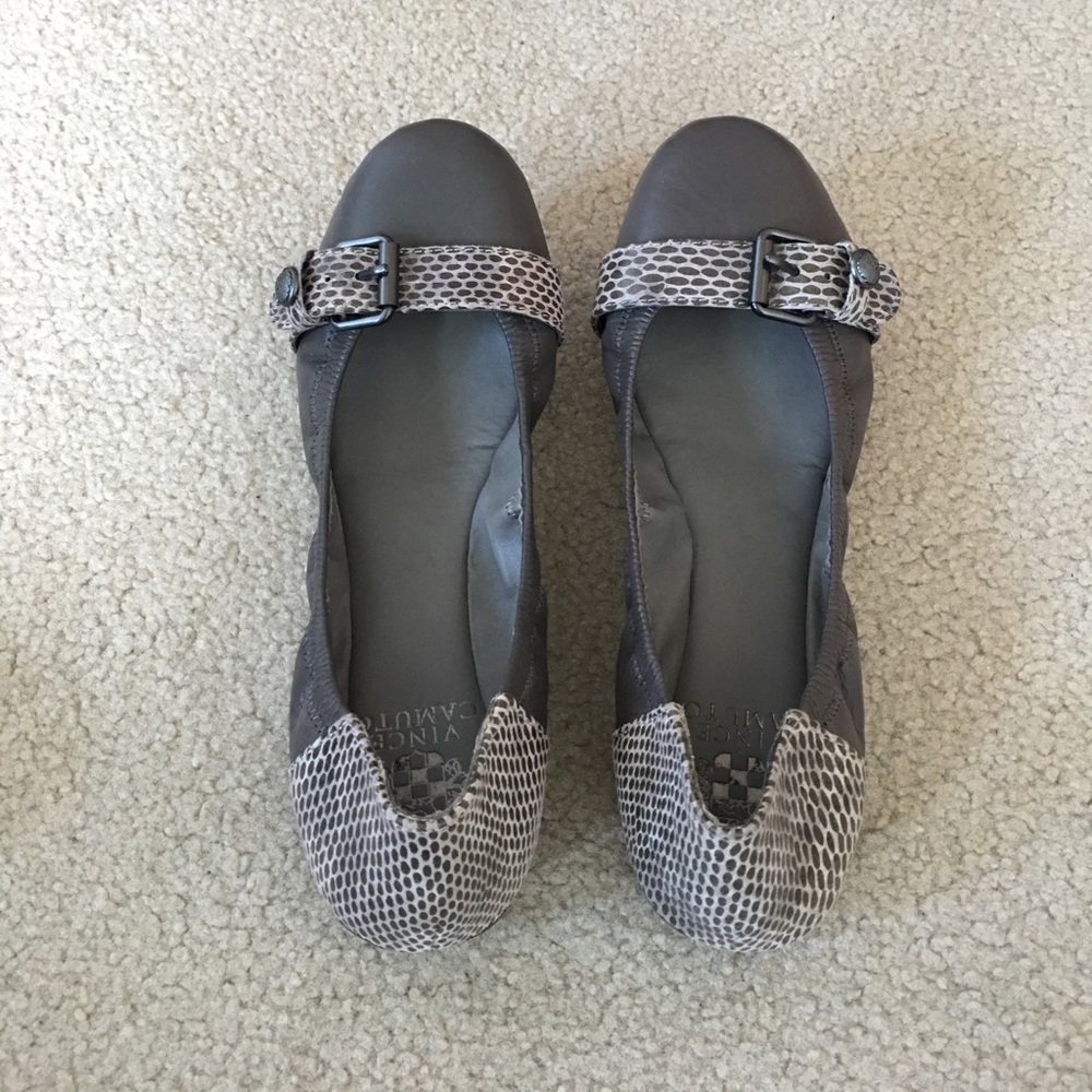 Vince Camuto Grey Buckle Flats - sz 6.5