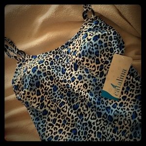 BNWT One Piece Blue Leopard Bathing suit