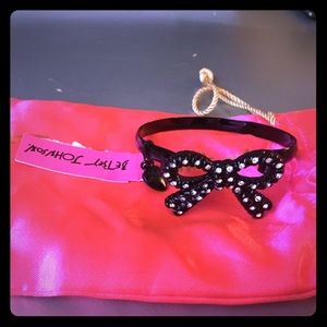 Betsey Johnson black metal rhinestone bow bracelet