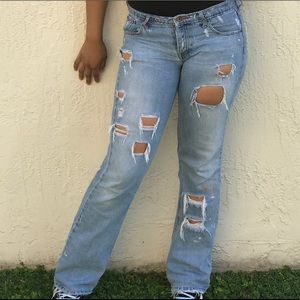 Ripped flared jeans