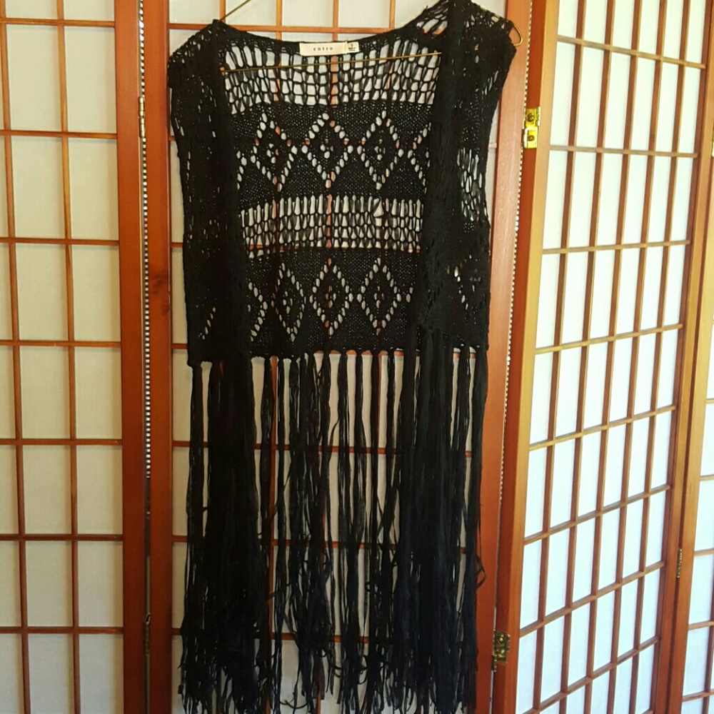 Crochet vest with fringe