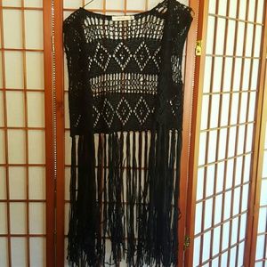 Crochet vest with fringe