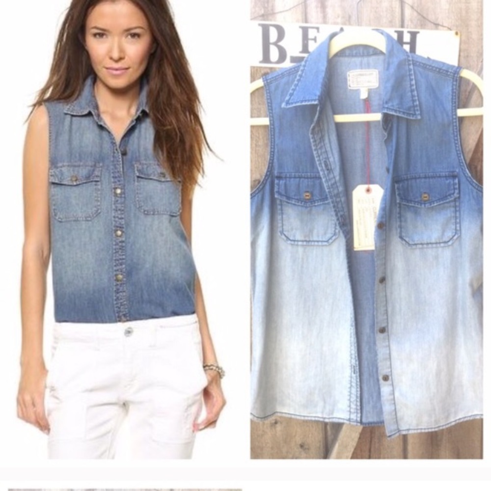 NWT Current/Elliott Chambray Perfect Shirt