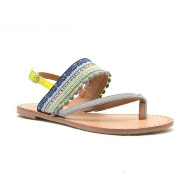 SALE!! Gray Neon Summer Sandals - Picture 3 of 4